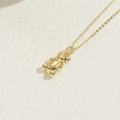 Polished gold teddy bear pendant necklace with zircon accents on a minimalist chain - Gold Panda/Bear