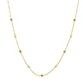 Elegant gold titanium steel necklace with alternating deep and light green round beads - Gold Green
