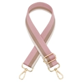 Adjustable striped bag strap in pink tan and white fabric with gold metal hardware - Pink with Gold Buckle