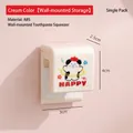 Cream wall-mounted toothbrush holder with a cute cartoon puppy and HAPPY text - Cartoon Dog / Toothpaste Rack / Cream