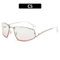 Square rimless sunglasses with pink gradient lenses and rhinestone accents C5 - Gold Frame Gradient Pink Lens (C5)