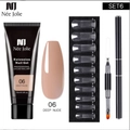 Solid extension nail gel kit in 06 Deep Nude with dual-ended brush and nail molds - 3-Piece Set 06-Deep Nude