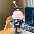 Pink and black sunflower straw cup with cute heart detail and crossbody strap on a desk - Heart Black Pink