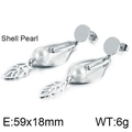 Orecchini a foglia d'argento con perla di conchiglia, design elegante 59x18mm - Acciaio (KE87640-KFC)
