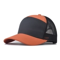 Vista lateral de la gorra de béisbol bicolor con visera naranja y panel frontal gris - Naranja/Gris Oscuro Patchwork