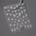 5D embossed white butterfly and star nail art stickers style TS-3342 on neutral grey background - White Butterfly (TS-3342)