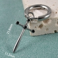 Dimensioni dettagliate degli orecchini a spada in acciaio con zircone nero - Spada a Croce