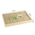 Linen 40-slot jewelry organizer tray in beige for rings and earrings 35x24x4cm - Linen Fabric 40 Slots Bangle Tray