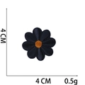 Detailed close-up of blue daisy embroidery patch showing size 4cm x 4cm and needlework - No.34 Navy Small Flower
