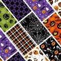 Set mit 8 Halloween-Hintergrundpapieren mit Kürbis- und Totenkopfmustern - Halloween Serie (XYX039)
