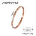 Brazalete de acero de titanio oro rosa con números romanos y circonitas blancas - Brazalete de Oro Rosa con Números Romanos y Zirconia