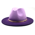 Farbverlauf lila Filzhut Jazz Fedora mit champagnerfarbener goldener Metallschnalle - Hellviolett & Dunkelviolett Farbverlauf (#4)
