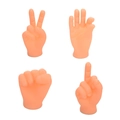 Set of 4 orange silicone finger puppets for cat massage with various hand gestures - 4 Gestures Set