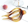 Pince à cheveux minimaliste avec dégradé ambre marron mat et design ondulé - Jaune Rayé Dégradé