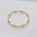Bracciale elastico a sfere placcato oro 18K con finitura metallica super lucida - 4mm+8mm Perline Tonde-Oro