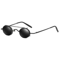 Lunettes de soleil steampunk rondes avec monture noire mate et mécanisme à double pont - Monture Noire Verre Gris Noir C4