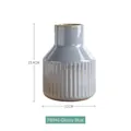 Glossy blue ceramic vase with textured vertical stripes for modern home decor, 15.4cm height - Medium / Glossy Blue