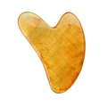 Amber heart-shaped resin facial gua sha tool with golden marble texture on white background - Resin / Transparent Amber Brown