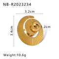 Bague spirale plaquée or 18 carats avec une bille en métal poli au design moderne - Style Sphérique à Rayonnement Spiralé (NB-R2023234)
