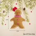 Pendaglio in peluche ragazza pan di zenzero con fiocco rosso su albero di Natale - Omino di pan di zenzero ragazza (22 cm)