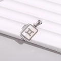Square Gemini zodiac pendant in stainless steel with mother of pearl inlay - Gemini / 10*13mm