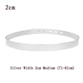 Cintura a specchio in metallo argento lucido per donna larghezza 2cm con fibbia regolabile - Larghezza 2cm/Taglia M (71-81cm) / Argento