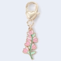 Pink floral enamel keychain with gold heart lobster clasp for women bags - 10-Pink Bouquet