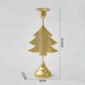 Golden Christmas tree shaped metal candle holder with textured hammered finish - Christmas Tree-Gold