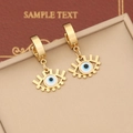 Golden double-layer evil eye necklace with blue zircon pendant and metallic eyelashes - Evil Eye Hoop Earrings (3# Earrings)