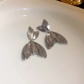 Boucles d'oreilles pendantes queue de poisson argentées polies pour femmes - Boucles d'Oreilles Queue de Poisson Argent (45#)