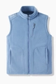 Blue polar fleece vest for men featuring outdoor sport embroidery and utility pockets - L / Light Blue