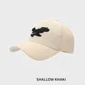 Casquette de baseball kaki clair avec broderie d'aigle en 3D et coton sergé structuré - M (54-58cm) / Khaki Clair