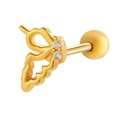 Clou d'oreille papillon doré en acier avec zircons et fermoir à vis à bille - 089-3# Style Papillon (Droite) / Or