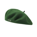 Classic dark green wool beret for women with a subtle metallic side accent - One Size / Green