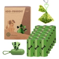 Set of 270 eco-friendly lavender scented dog poop bags with green bone pattern dispenser - 18 Rolls Green + Green Capsule + Clip