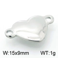 Silver stainless steel heart connector 15x9mm with double holes and polished finish - Steel Color (KLJ4941-Z)