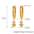 Detailed view of astronaut earrings with 5A zircons and 18k gold plating size dimensions - Smooth Hoop Little Girl / Gold-Q133