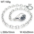 Silver skull lobster clasp wallet chain with heavy punk links, length 500mm, weight 105g - Style E Skull Buckle (50cm)