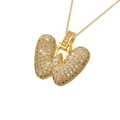 Chunky gold butterfly pendant necklace with pavé cubic zirconia on a box chain - Gold W