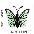 Detailed size view of a light green butterfly embroidery patch with black stitching detail - Light Green Black Butterfly (C19HD-052-12)