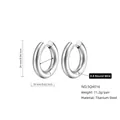 Titanium steel silver hoop earrings with 24mm outer diameter and 4mm thick round wire - 4.0*16mm / Steel