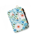 Light blue floral print card holder with multiple slots and gold zipper closure - F8 Light Blue Floral