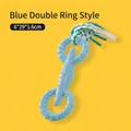 Jouet bleu double anneau en TPR pour chien avec corde en coton et picots dentaires - Style Double Anneau avec Corde / 29x6cm / Bleu