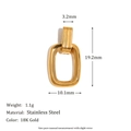 18K gold-plated stainless steel geometric rectangular earring pendant with dimensions - Rectangular Buckle Pendant - Gold