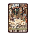 Vintage metal garden sign featuring hunting dogs and shotgun with All Tuckered Out text - 11740(1)