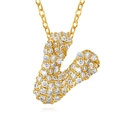 Gold plated initial V necklace with sparkling cubic zirconia on a minimalist chain - Letter V