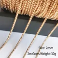 2mm 14k gold plated stainless steel cross chain for DIY jewelry making 30g per 2m - Bead Chain (H1900) / 2mm (2 Meters/Pack) / Gold