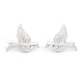 Minimalist silver bird stud earrings in stainless steel with detailed feather engraving - Silver (PD3371)