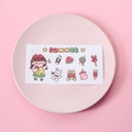 Autocollants d'été coréens avec fille et lapin de dessin animé pour gourdes d'eau - Série d'Été Rafraîchissante