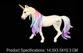 White unicorn figurine with pink blue mane and golden horn, 14.5cm mythical model - Purple Shell Decorated Unicorn (PL127-1122)